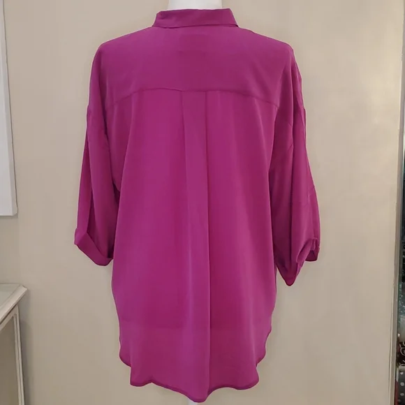 🎉HP🎉 Anthropologie Maeve 💘NWT💘 Medium Magenta 100% Silk Top!💘💜💘💜💘💜 - Picture 6 of 12
